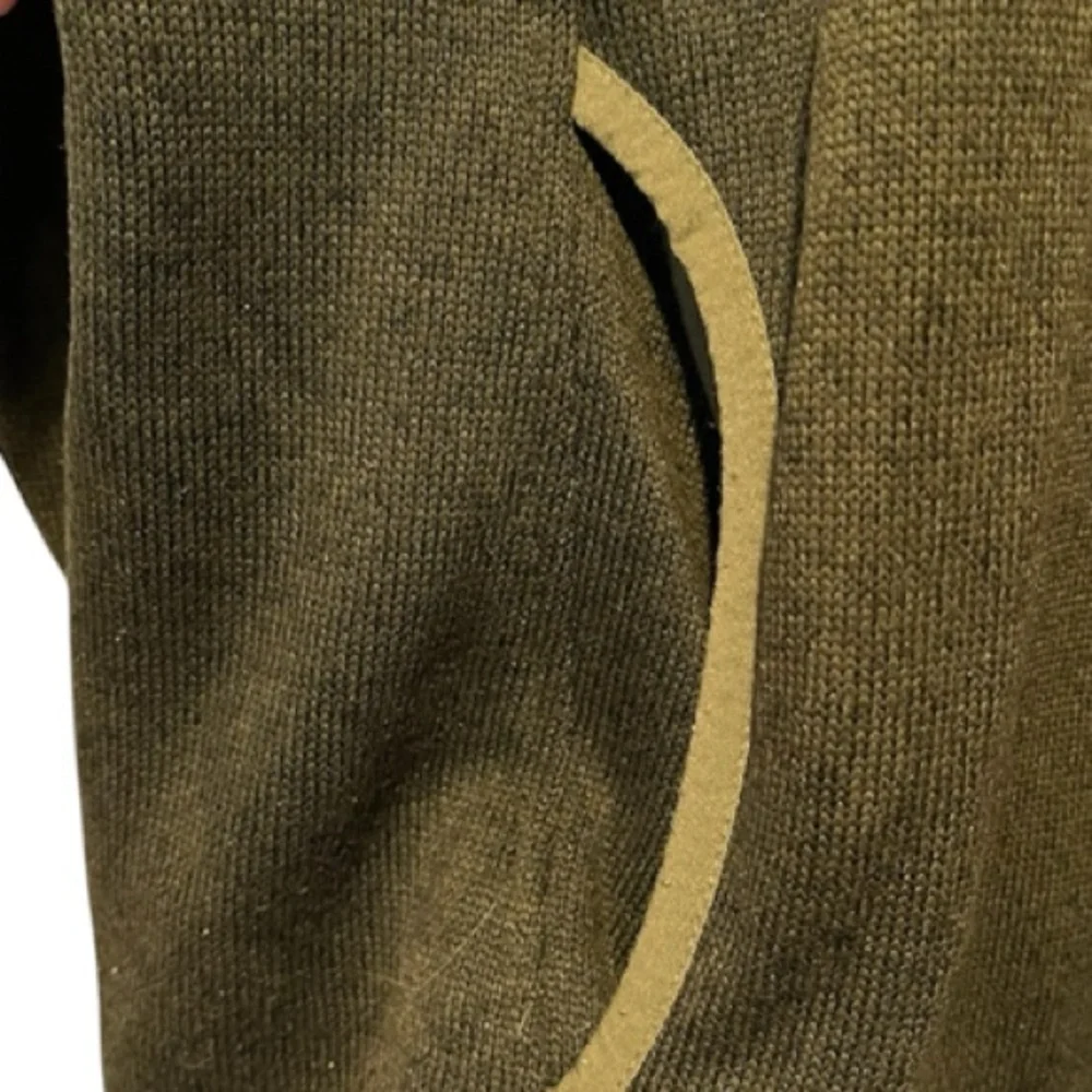 Eddie Bauer Green Crewneck Sweater with Half-Zip Collar